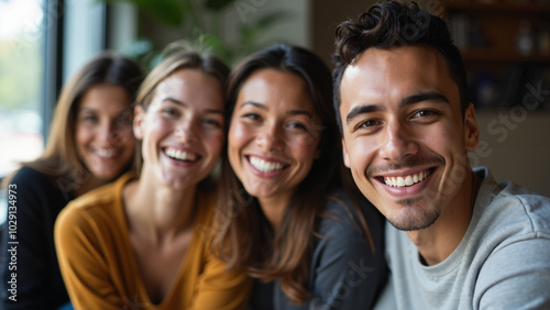 Diverse Team of Smiling Professionals: Happy Multicultural Group Looking at Camera for Corporate Branding