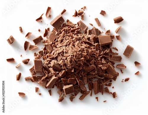 Wallpaper Mural Grated chocolate. Heap of ground chocolate isolated on white background with clipping path, closeup Torontodigital.ca