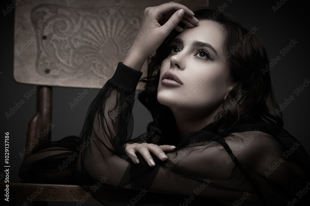 Fototapeta premium thoughtful beautiful woman