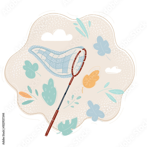 Cartoon vector illustration of butterfly net