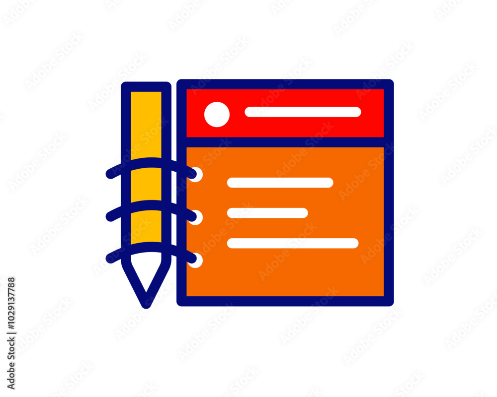 Illustration of note, notebook, pen, pencil for writing some notes isolated white background Illustration of note, notebook, pen, pencil for writing some notes isolated white background