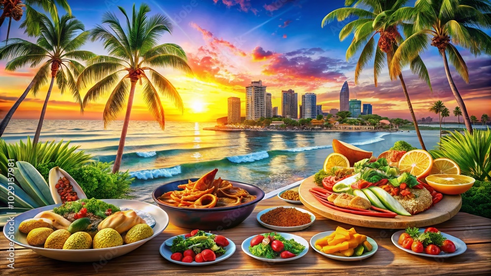 Obraz premium San Diego Culinary Delights Travel Poster - Vibrant Food Photography
