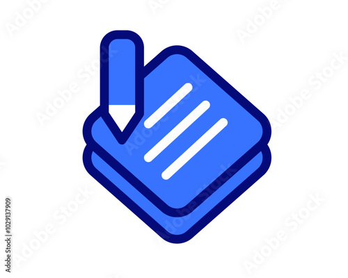 Illustration of note, notebook, pen, pencil for writing some notes isolated white background