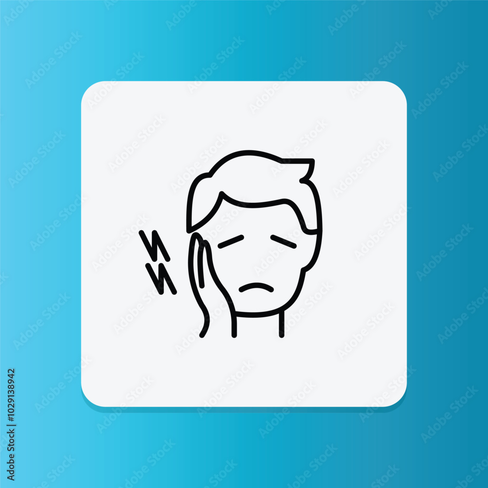 Toothache icon. Editable stroke. Vector illustration Toothache icon. Editable stroke. Vector illustration