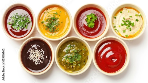 Wallpaper Mural Collection of different sauces isolated on white background with clipping path Torontodigital.ca