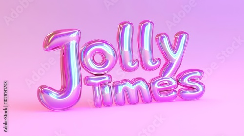 Jolly Times - Vibrant 3D Render Typography for Festive Celebrations | Fun Font, Colorful Composition, Glossy Finish, Isolated Gradient Background