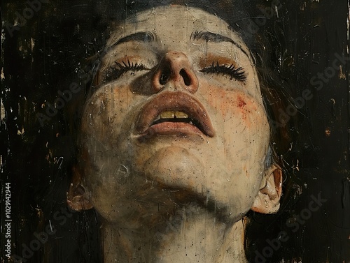 Close-Up Portrait of a Woman with Eyes Closed