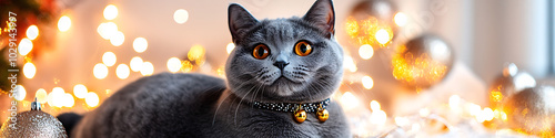 Playful Cat Celebrating with Confetti and Balloons
