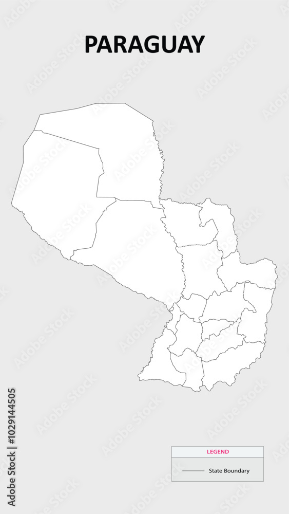 Paraguay Map. State map of Paraguay. Administrative map of Paraguay with states names in outline. Paraguay Map. State map of Paraguay. Administrative map of Paraguay with states names in outline.