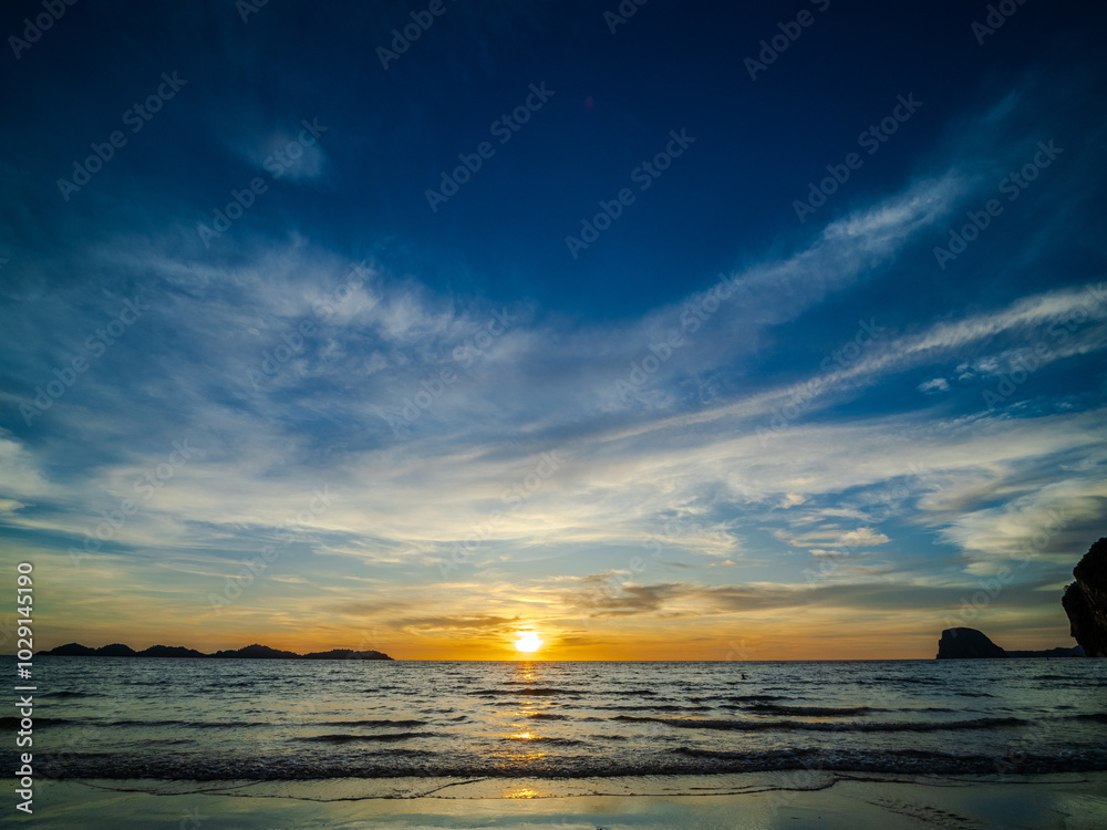 Landscape sunset look view horizon panorama summer sea beach nobody wind soft wave cool holiday calm sky cloud evening day time calm nature tropical beautiful ocean water travel island Thailand Landscape sunset look view horizon panorama summer sea beach nobody wind soft wave cool holiday calm sky cloud evening day time calm nature tropical beautiful ocean water travel island Thailand