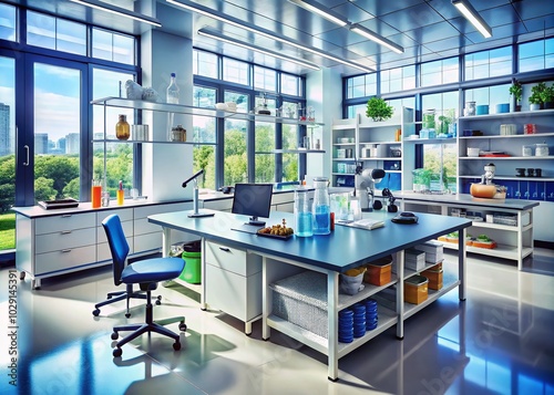 Scientific Research Laboratory with Equipment and Copy Space for Innovation and Discovery