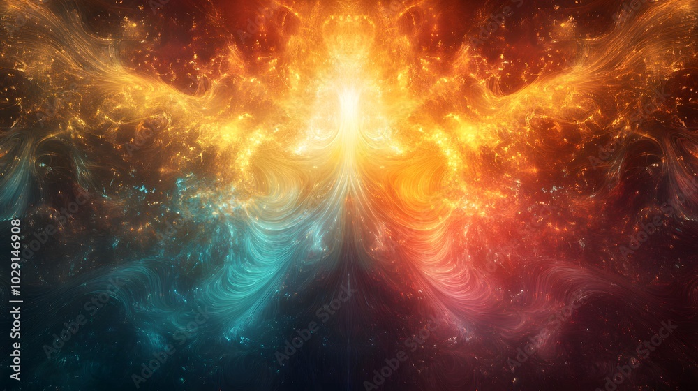 Naklejka premium Organic fractal energy patterns softly glowing and expanding outward filling a liminal space