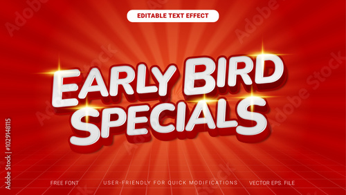 Early Bird Special Shopping day Sale discount deals Editable text red gradient sun burst banner