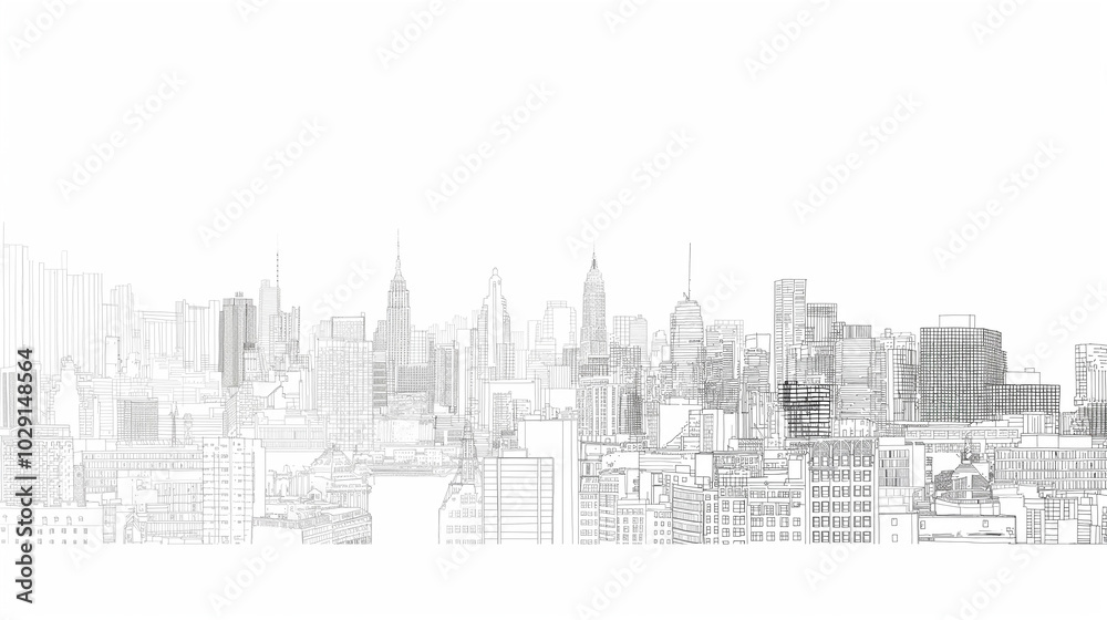 Minimalist black and white line drawing of a city skyline, showcasing iconic buildings and structures in a clean, artistic style for a modern backdrop. Minimalist black and white line drawing of a city skyline, showcasing iconic buildings and structures in a clean, artistic style for a modern backdrop.