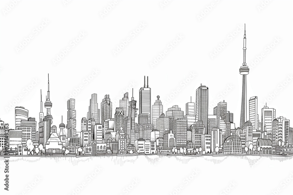 Minimalist black and white line drawing of a city skyline, showcasing iconic buildings and structures in a clean, artistic style for a modern backdrop. Minimalist black and white line drawing of a city skyline, showcasing iconic buildings and structures in a clean, artistic style for a modern backdrop.