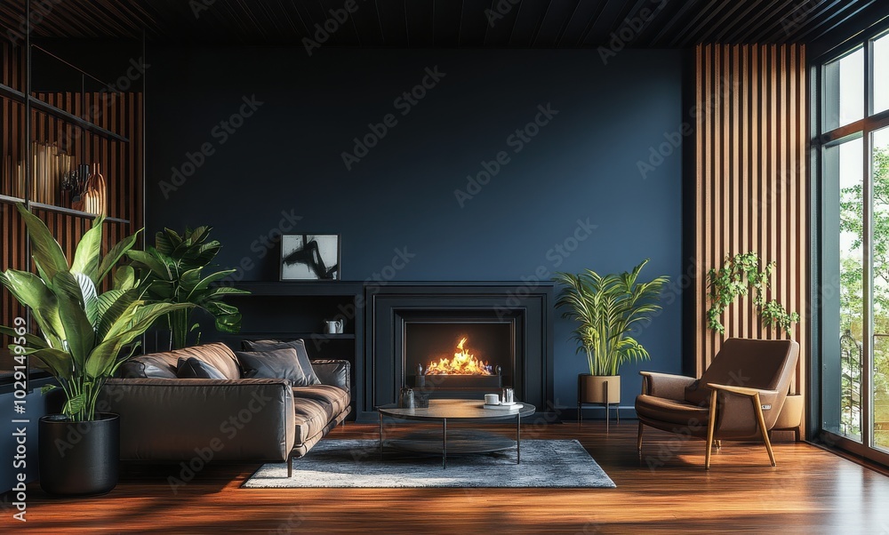Modern Living Room with Fireplace Modern Living Room with Fireplace