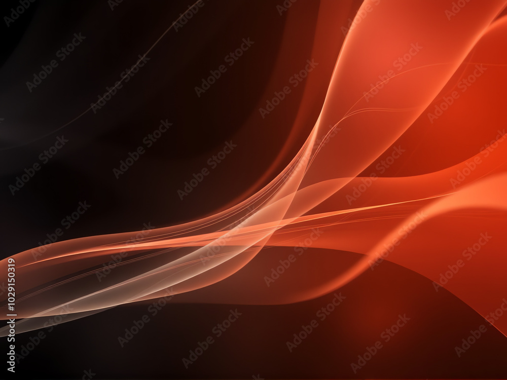 Naklejka premium Abstract background with smooth wavy shapes and orange light