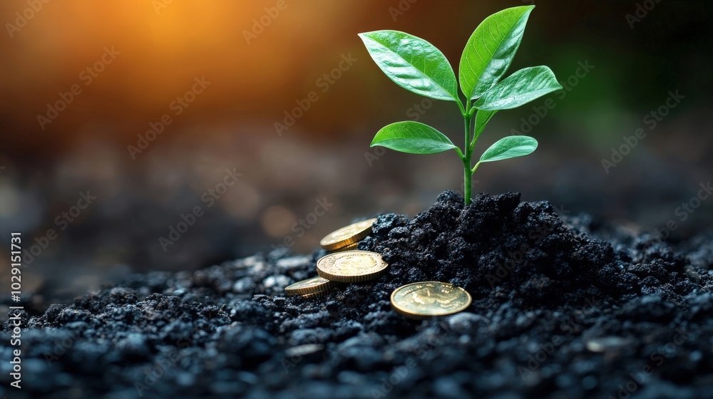 A vibrant image of a plant growing out of a pile of coins, representing the flourishing nature of financial investments and wealth. A vibrant image of a plant growing out of a pile of coins, representing the flourishing nature of financial investments and wealth.