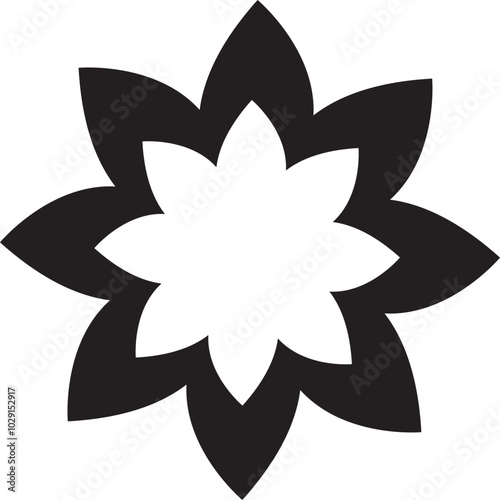 Outline floral icons. Set of outline flower icons with black thin line isolated on white background. Line art flowers illustration, simple geometric symbols, abstract petal signs.
