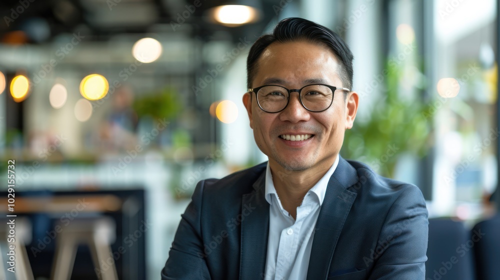 Portrait of a Smiling Man Wearing Glasses and a Suit Portrait of a Smiling Man Wearing Glasses and a Suit