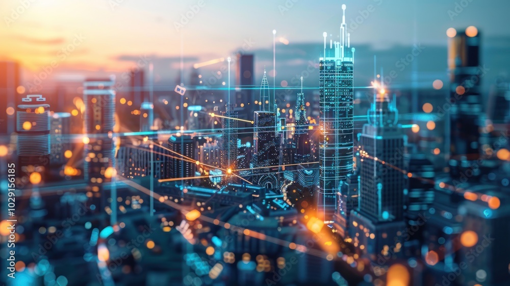 Integrated city management platforms with centralized control and deep depth of field showcasing a futuristic urban skyline with smart buildings advanced infrastructure Integrated city management platforms with centralized control and deep depth of field showcasing a futuristic urban skyline with smart buildings advanced infrastructure