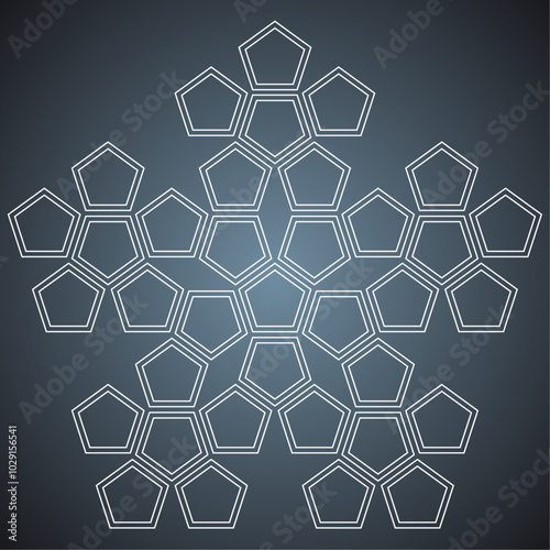 Abstract pattern of pentagons. Pentagon mandala