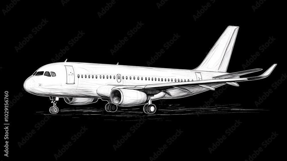 sketch of commercial airplane sketch of commercial airplane