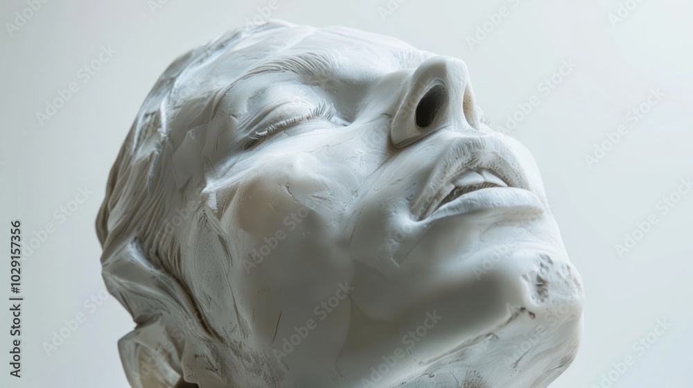 Last Breath, a beautiful sculpture of a woman's head against a white background Last Breath, a beautiful sculpture of a woman's head against a white background