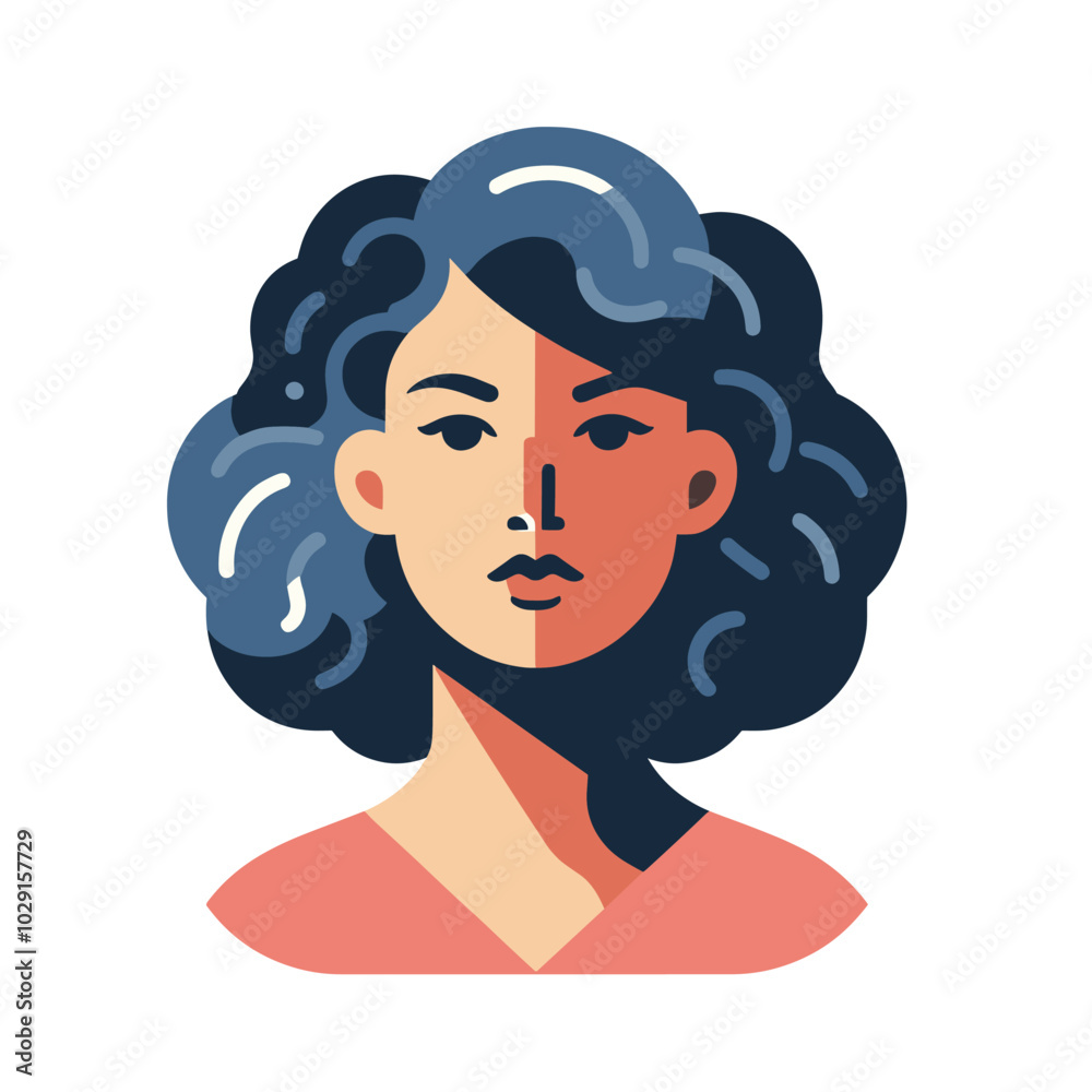 Modern vector illustration of a woman with curly hair Modern vector illustration of a woman with curly hair
