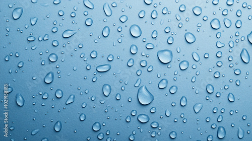 Water droplets on a blue background