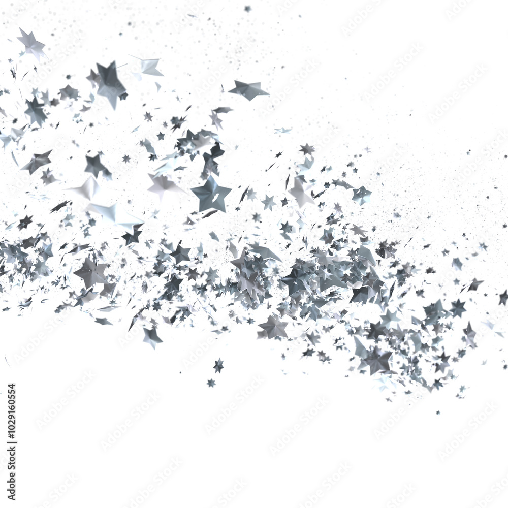 Stardust Christmas Shower: Mesmerizing 3D Illustration Depicting Descending Holiday Star Particles