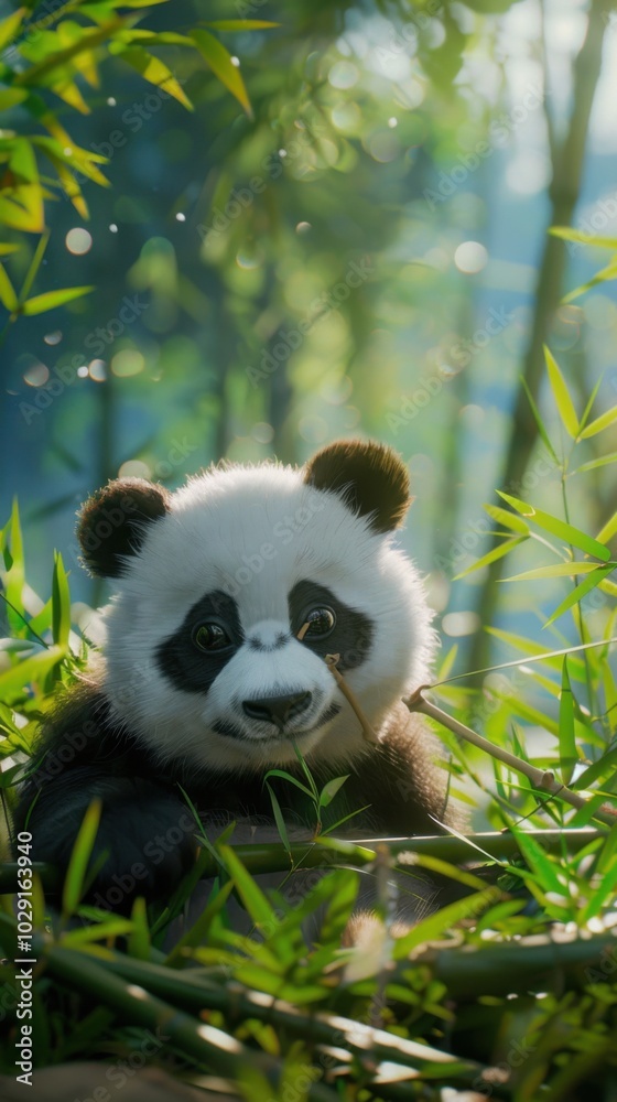 Adorable baby panda playing in a bamboo forest, 4K hyperrealistic photo. Adorable baby panda playing in a bamboo forest, 4K hyperrealistic photo.