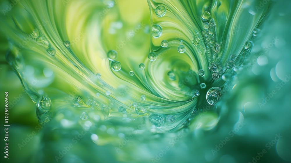 dynamic background, capturing the movement and energy of water droplets on a leaf