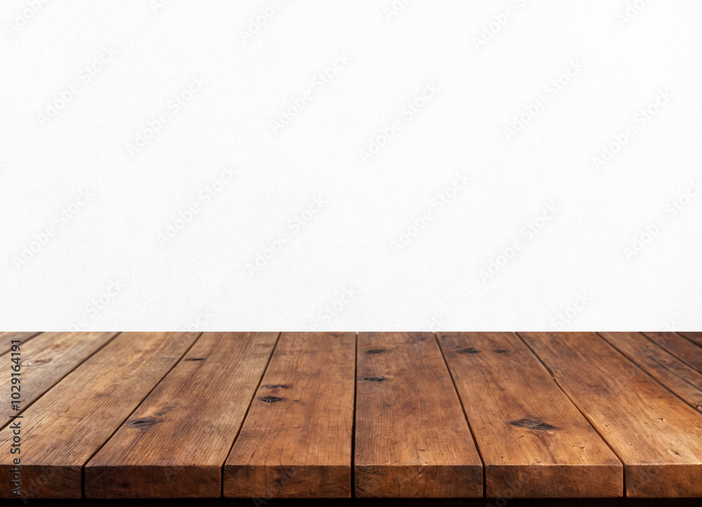 Wood table top isolated on white background - can be used for display or montage your products