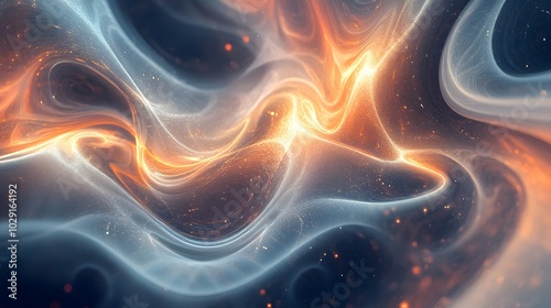 Fototapeta Naklejka Na Ścianę i Meble -  Flowing organic fractal energy patterns softly glowing in a liminal space symbolizing the expansion of reality