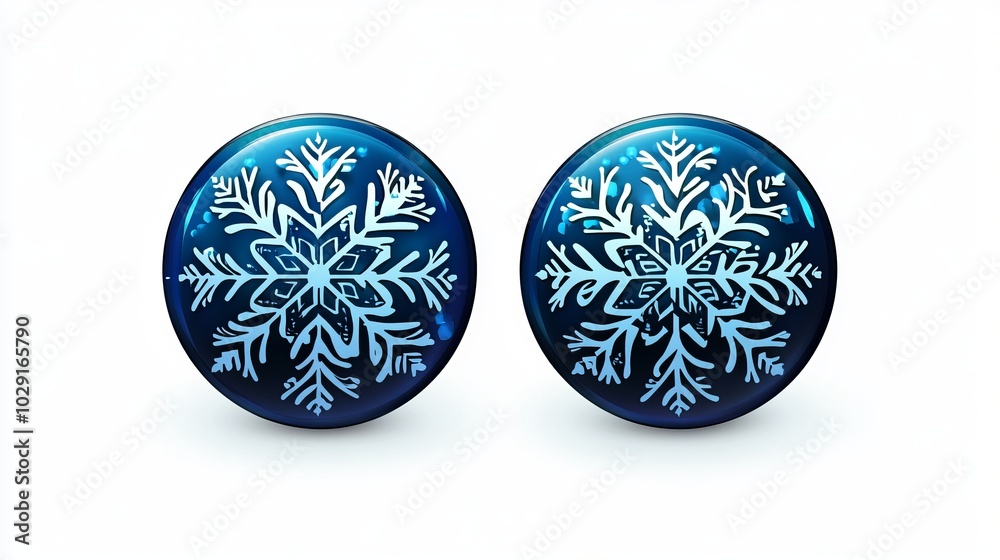 A blue snowflake symbol centered on a circular design, set against a white background.