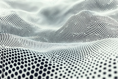 Abstract Wavy Black and White Polka Dot Pattern