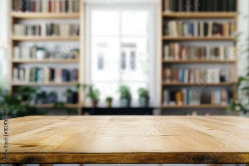 Home Library with Wooden Table