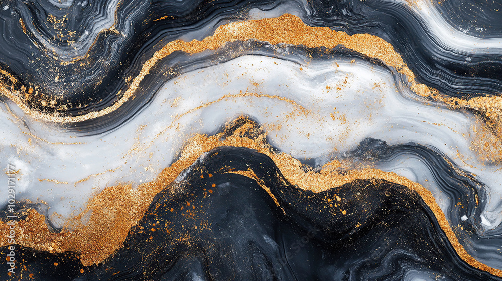 Black and gold marble texture, luxurious abstract pattern