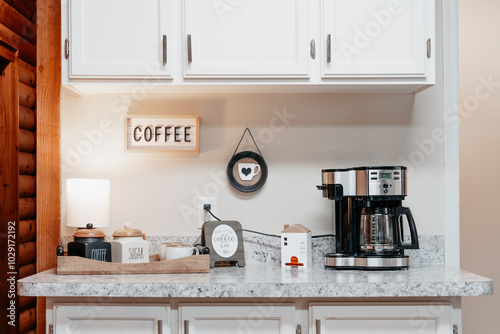 Coffee bar on the counter in cabin