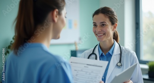 Doctor and colleague at a medical consultation.