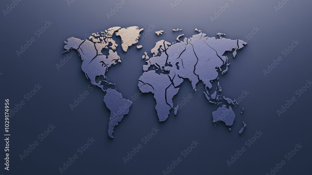 A world map disintegrating into fragments, symbolizing economic turmoil, with deep shades of purple and black swirling around it. A world map disintegrating into fragments, symbolizing economic turmoil, with deep shades of purple and black swirling around it.