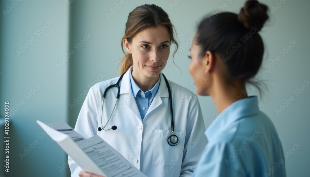 Doctor explaining a diagnosis to a colleague. Doctor explaining a diagnosis to a colleague.