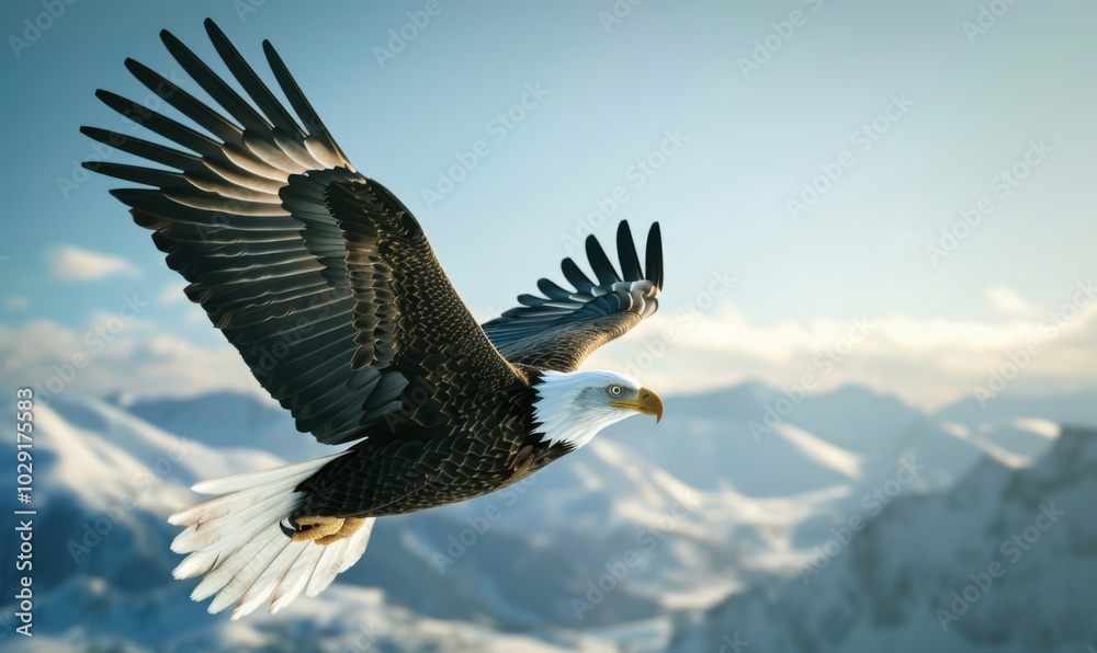 Fototapeta premium Majestic eagle soaring in the sky, 4K hyperrealistic photo
