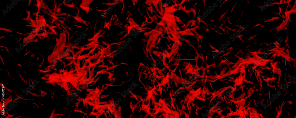 Dark fire texture abstract design vector background. Mystical swirling smoke rolling Red glowing fire background. Dark red fire abstract image of Orange fire or flames with sparkles and smoke in black