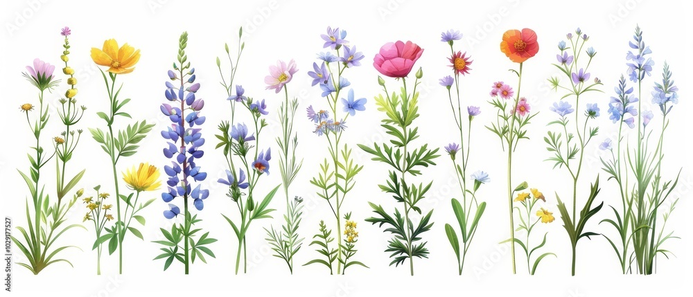 Vibrant Wildflowers in Artistic Arrangement Vibrant Wildflowers in Artistic Arrangement