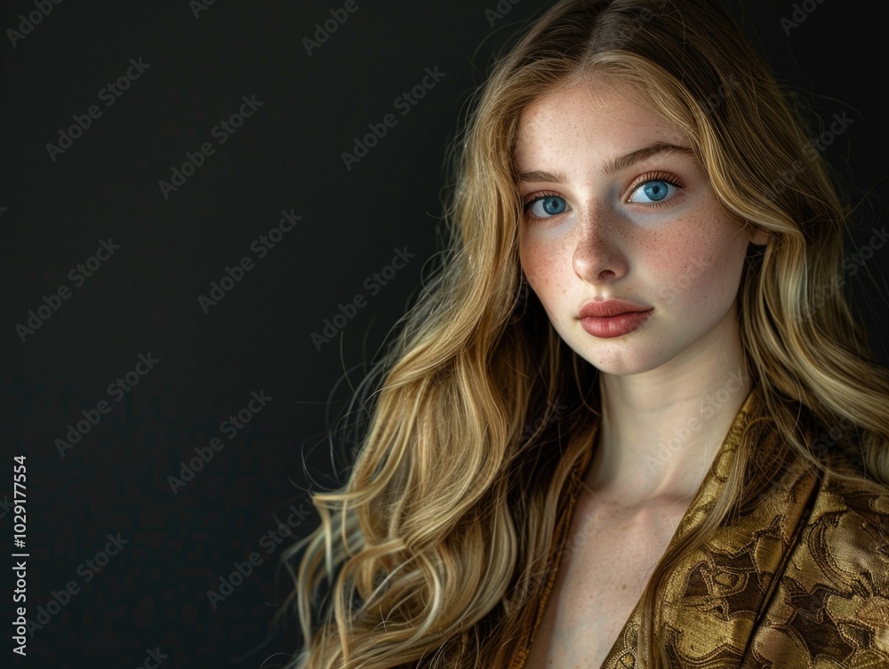 Enchanting Young Woman with Mesmerizing Blue Eyes and Golden Hair Enchanting Young Woman with Mesmerizing Blue Eyes and Golden Hair