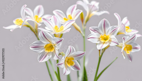 Fresh freesia flowers isolated with white highlights, png