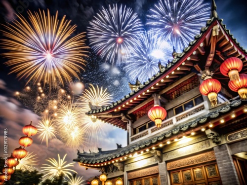 Spectacular Fireworks Celebration for Chinese New Year in Vibrant Colors