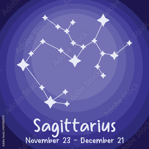 Sagittarius Constellation - Blue Glow Vector Zodiac Design